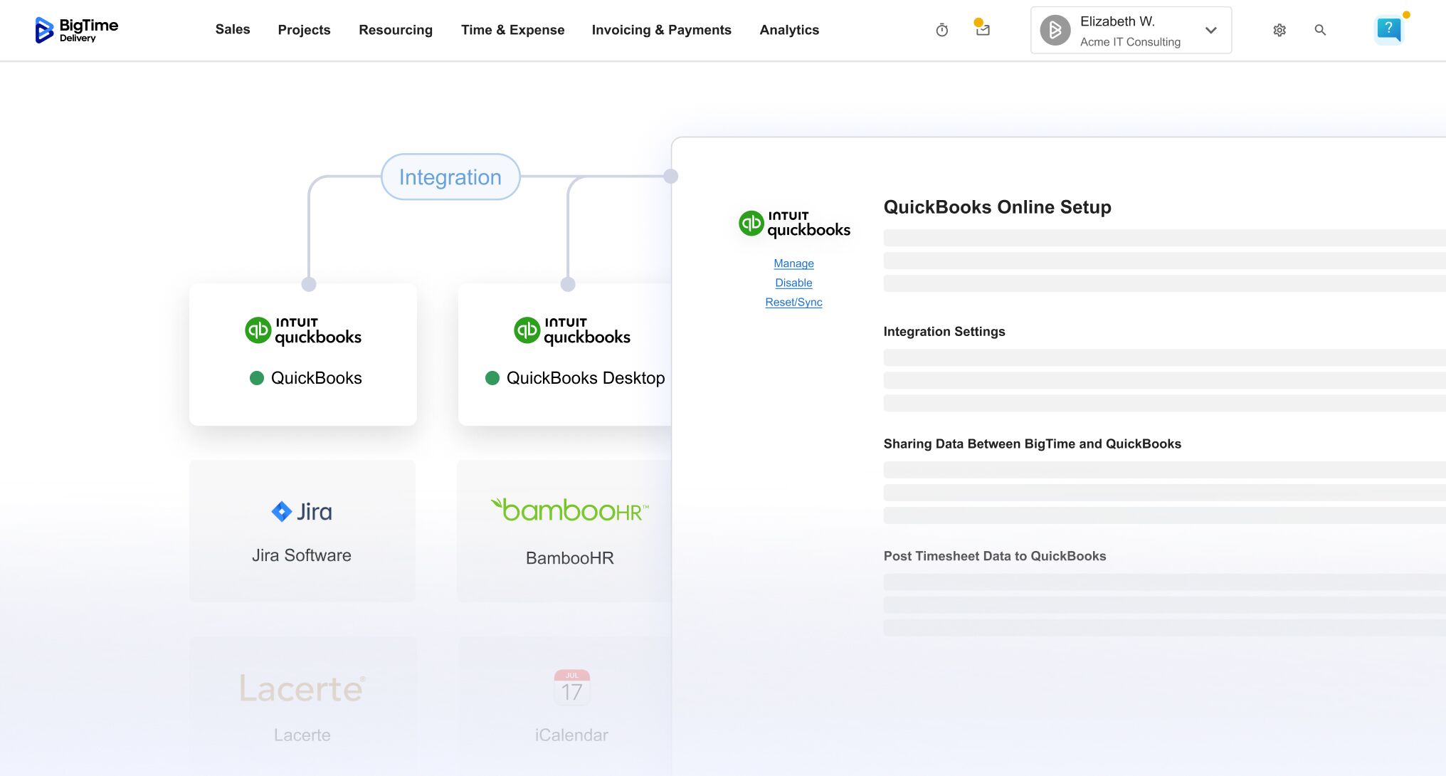 QuickBooks Integration Screen