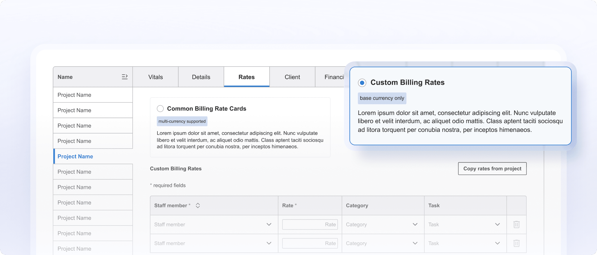 Custom Cost Rate Management