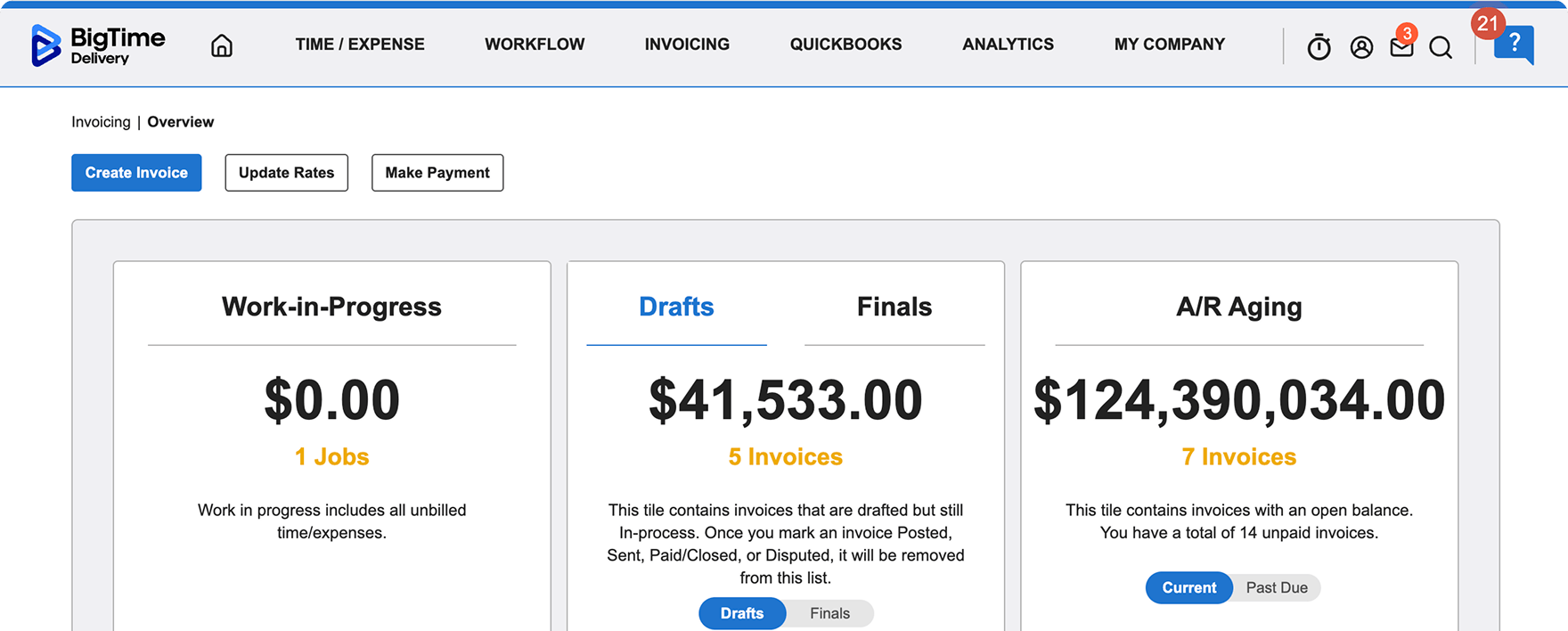 Invoicing Payments Screen