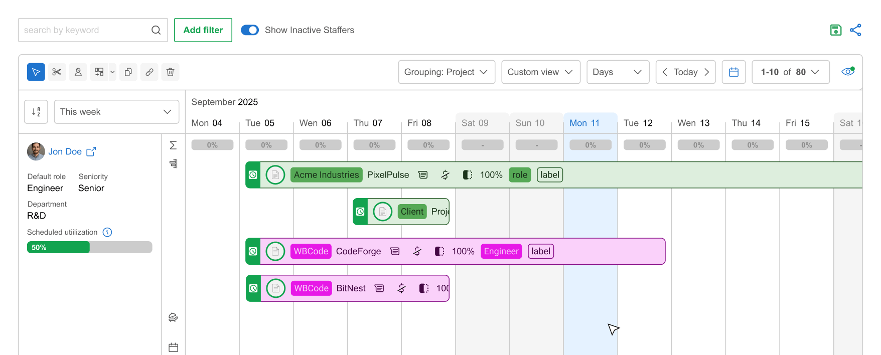 Resource Management Staffing Screen