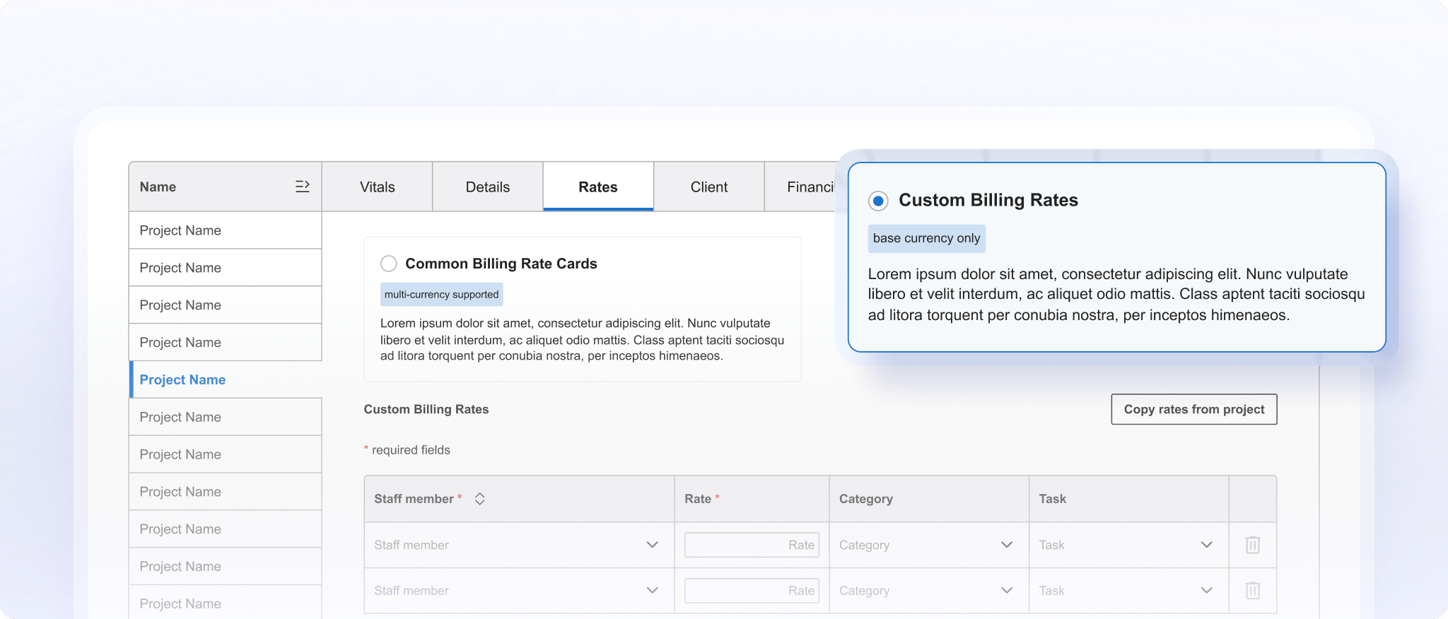 Custom Cost Rate Management