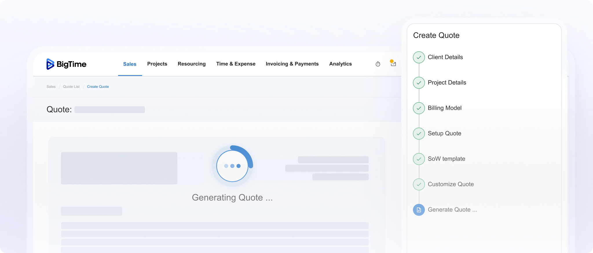 Quote Builder Screen