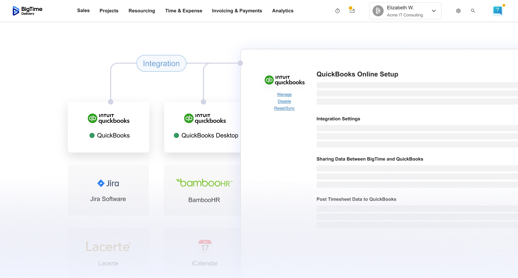 QuickBooks Integration Screen